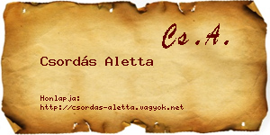 Csordás Aletta névjegykártya